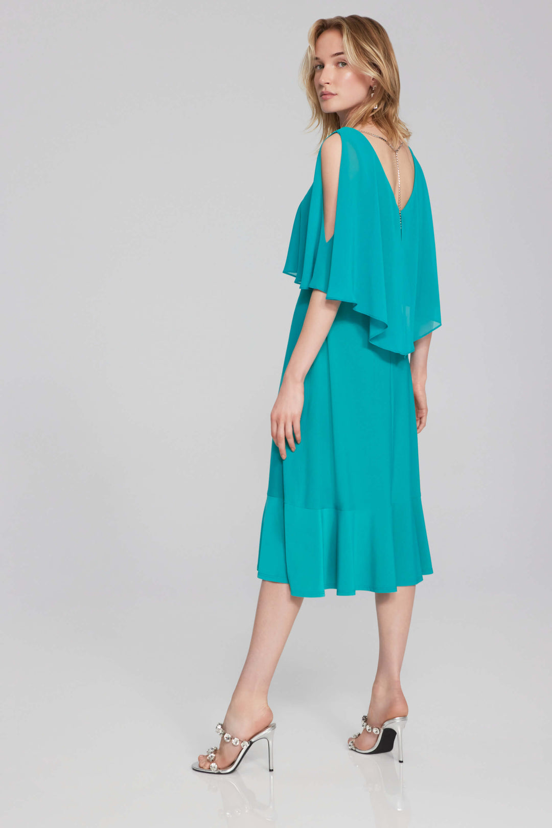 Chiffon Fit n Flare Signature Dress - Ocean Blue 241706