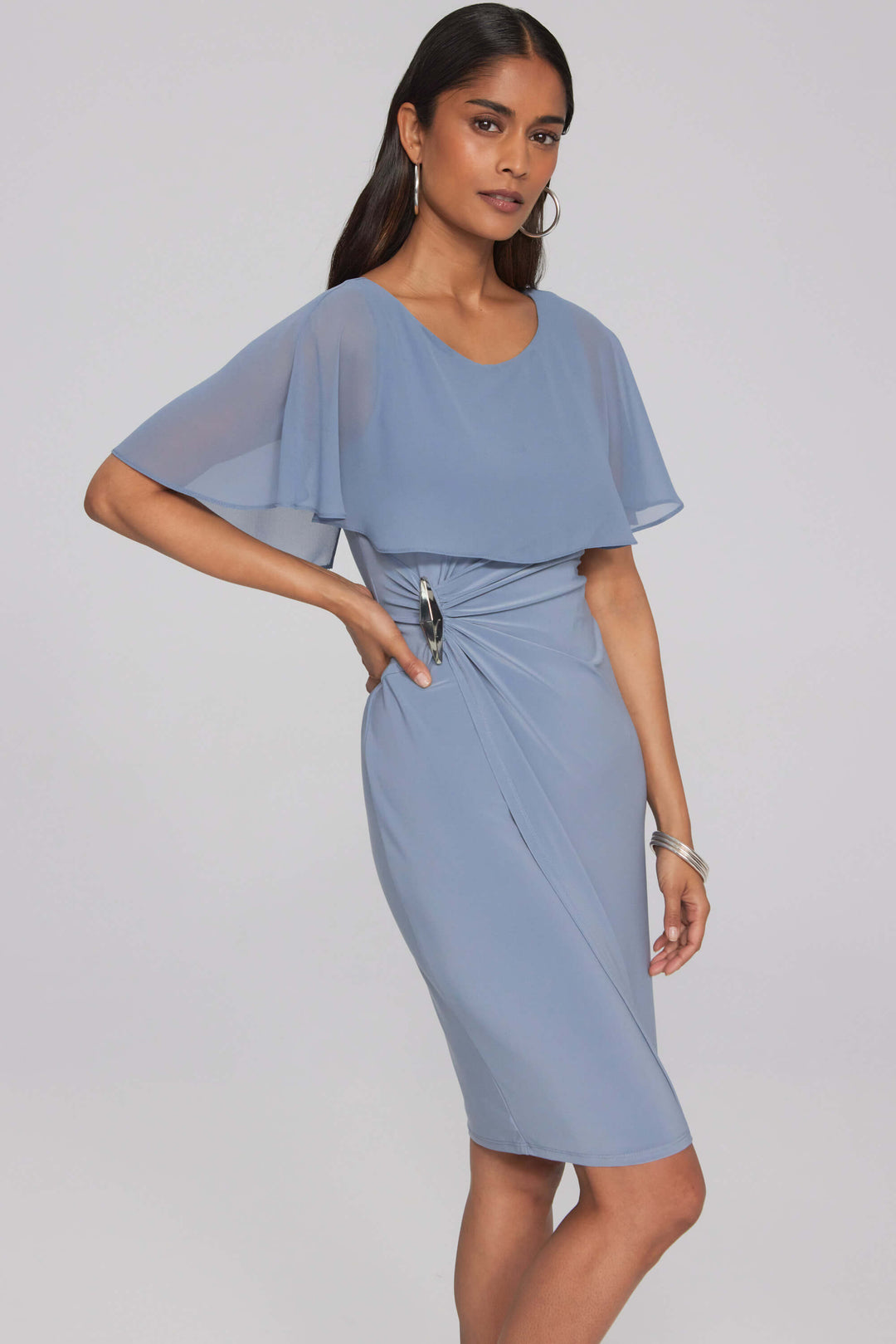 Chiffon Cape Signature Sheath Dress 241708