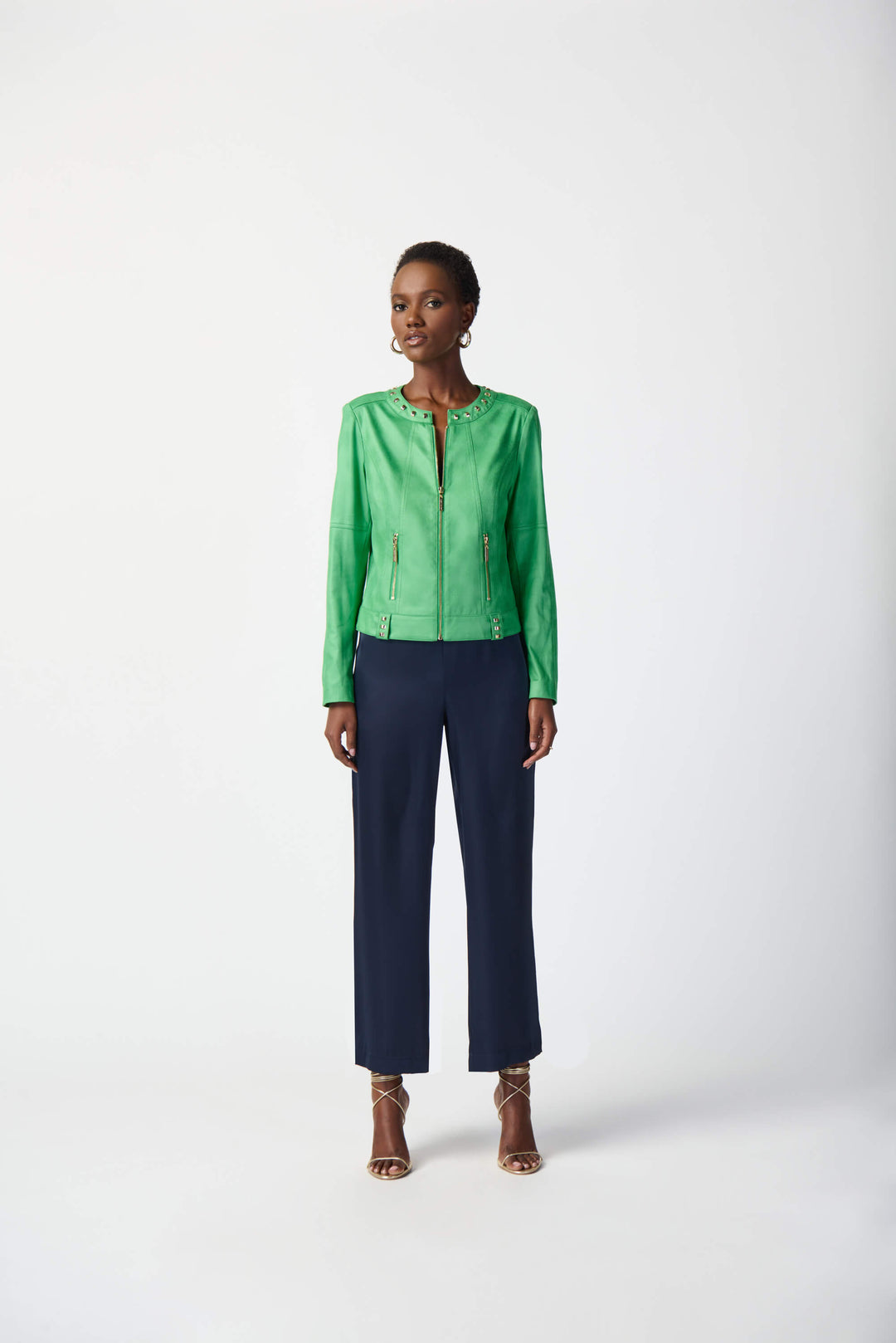 Bold Blooms Foiled Suede Jacket - Island Green 241909