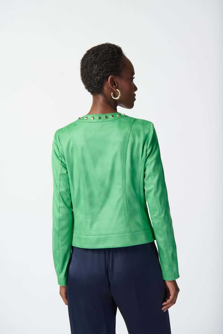 Bold Blooms Foiled Suede Jacket - Island Green 241909