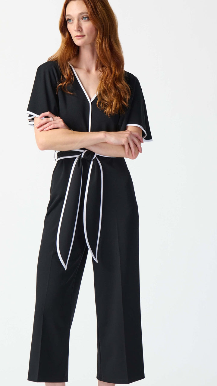 Casablanca Scuba Crepe Belted Jumpsuit - Black/Vanilla 242082