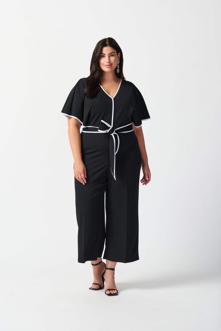 Casablanca Scuba Crepe Belted Jumpsuit - Black/Vanilla 242082