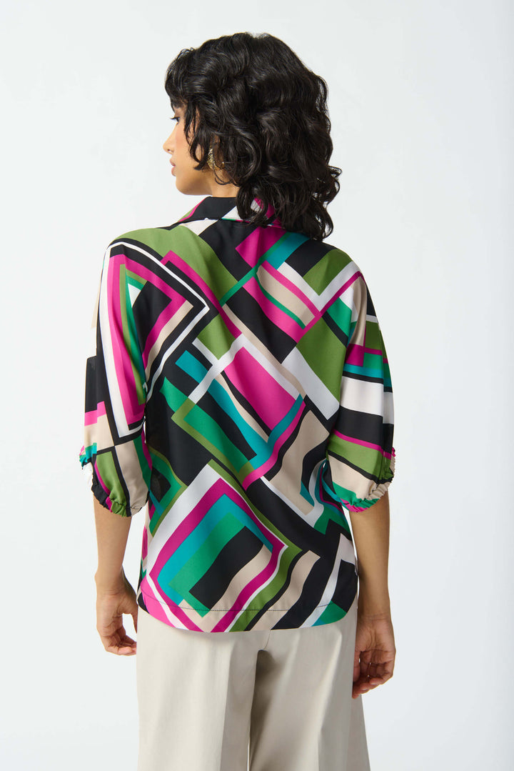 Paradiso Georgette Geometric Print Box Top 242176