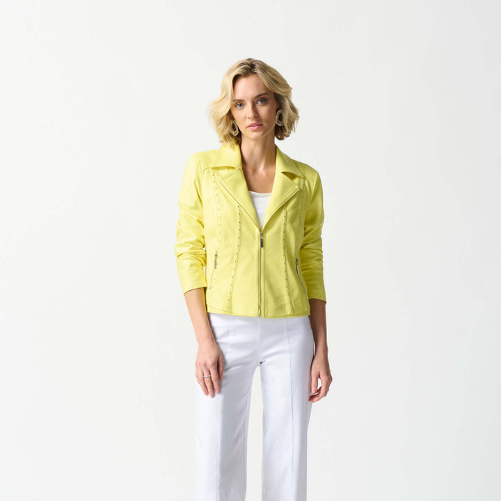 Capri Sun Foiled Suede Fitted Jacket - Neon Yellow 242908