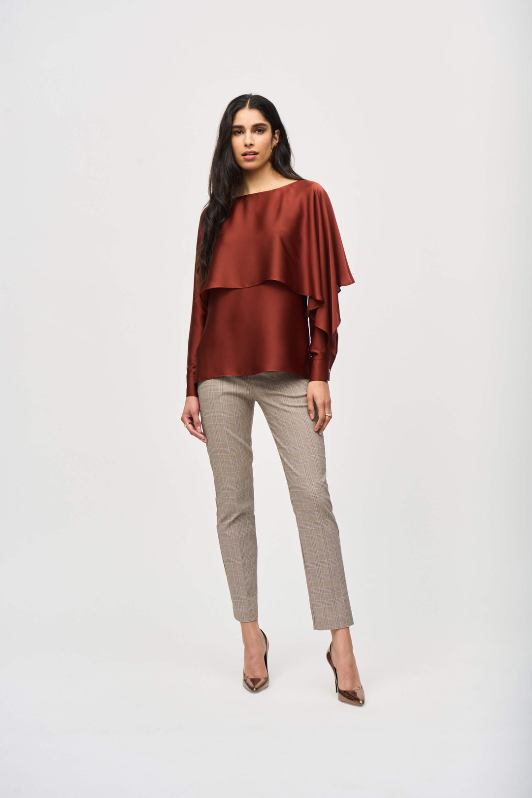 Second Nature Satin Flared Cape Top 243100