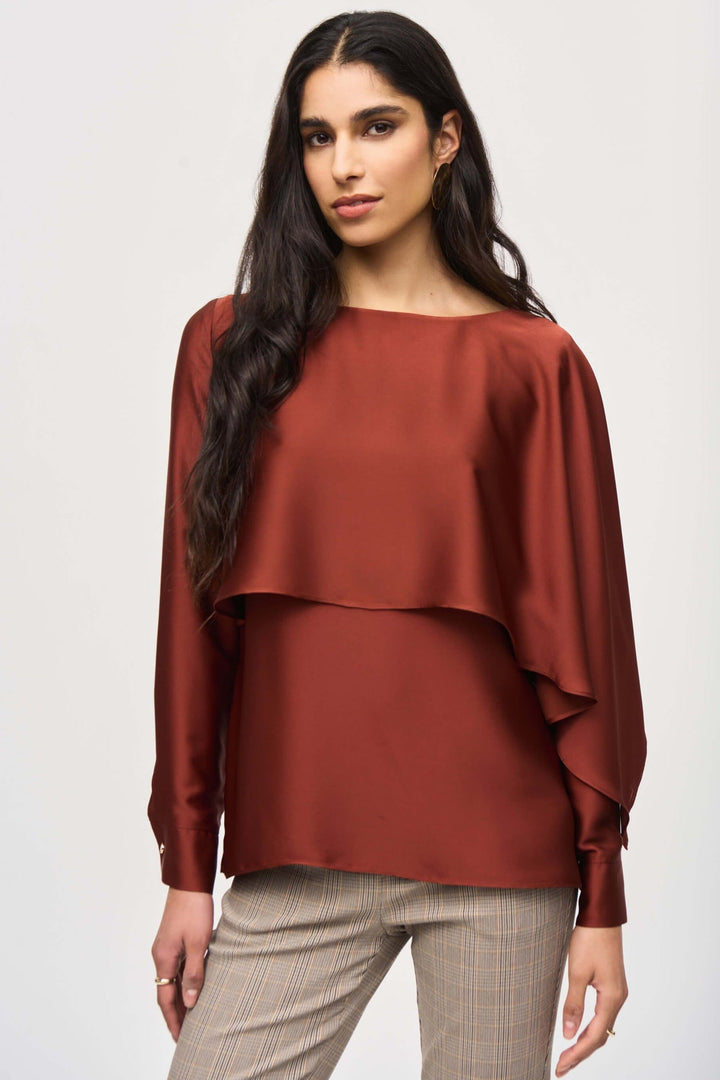 Second Nature Satin Flared Cape Top 243100