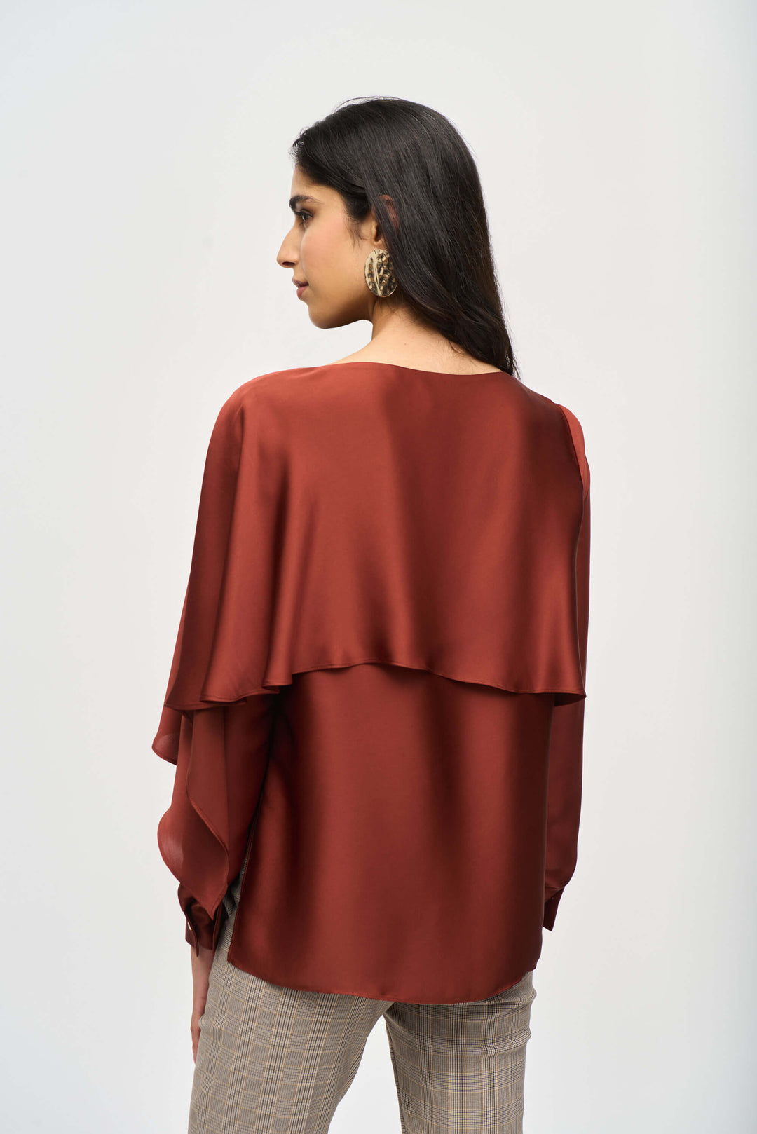 Second Nature Satin Flared Cape Top 243100