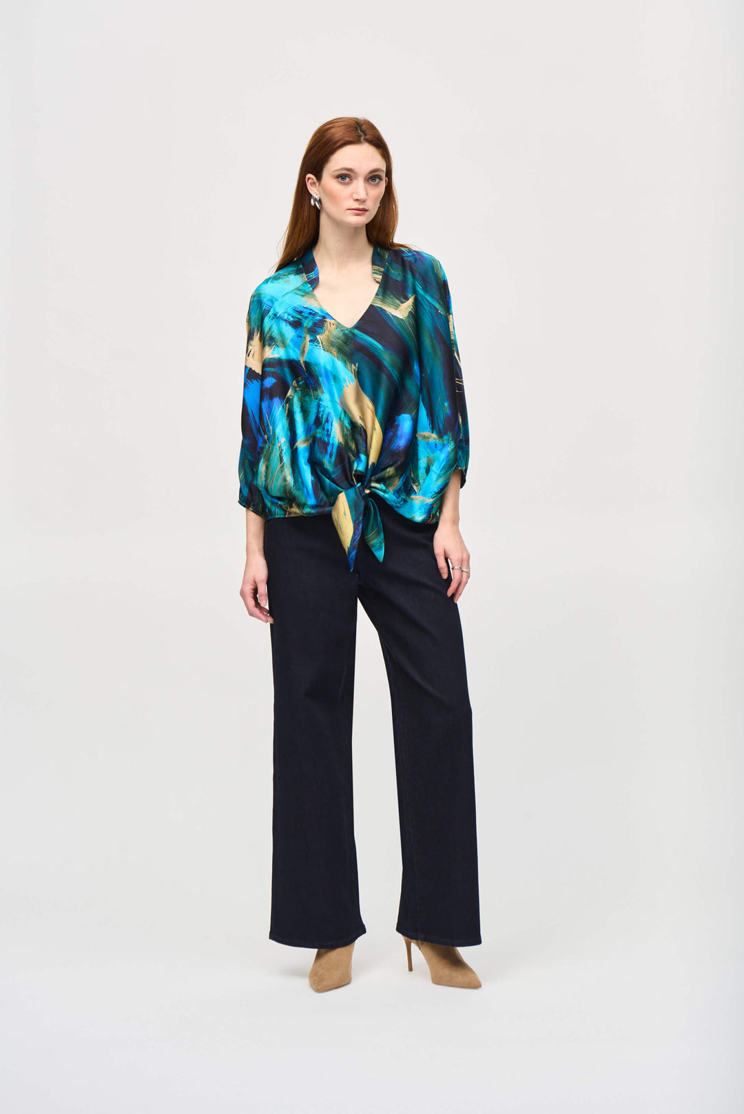 Mid Century Satin Abstract Cocoon Top 243102