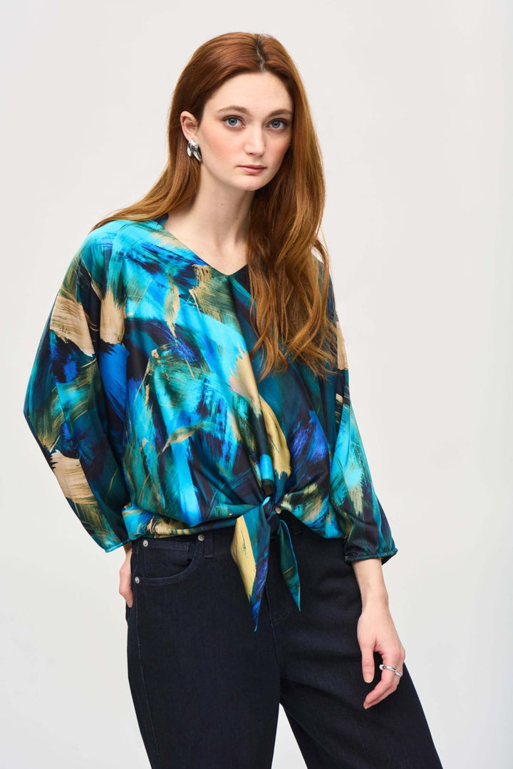 Mid Century Satin Abstract Cocoon Top 243102