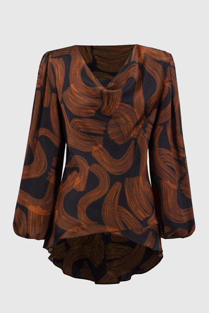 Wild Heart  Satin Abstract Print Layered Top 244181