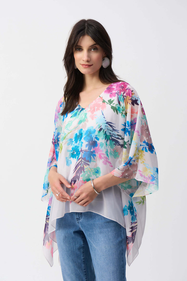 Chiffon Floral Print Poncho Top - 251238