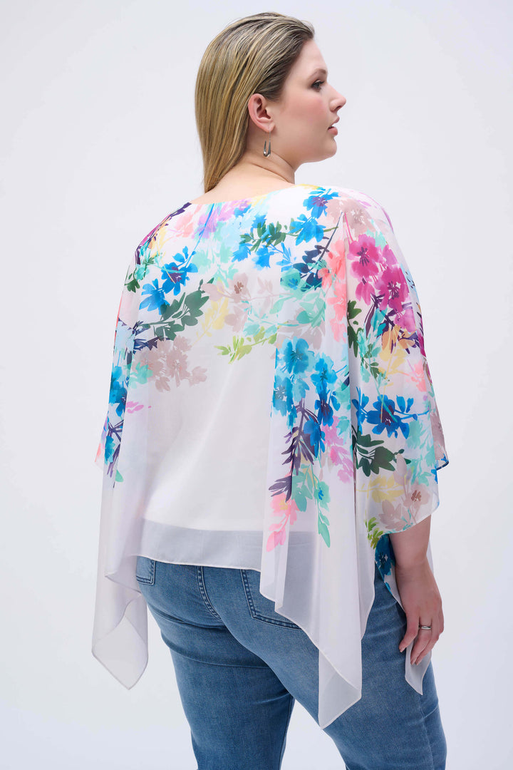 Chiffon Floral Print Poncho Top - 251238