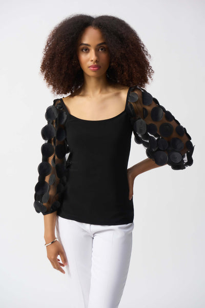 Chic Spotting Funky Top With 3D Dot Sleeves 251273