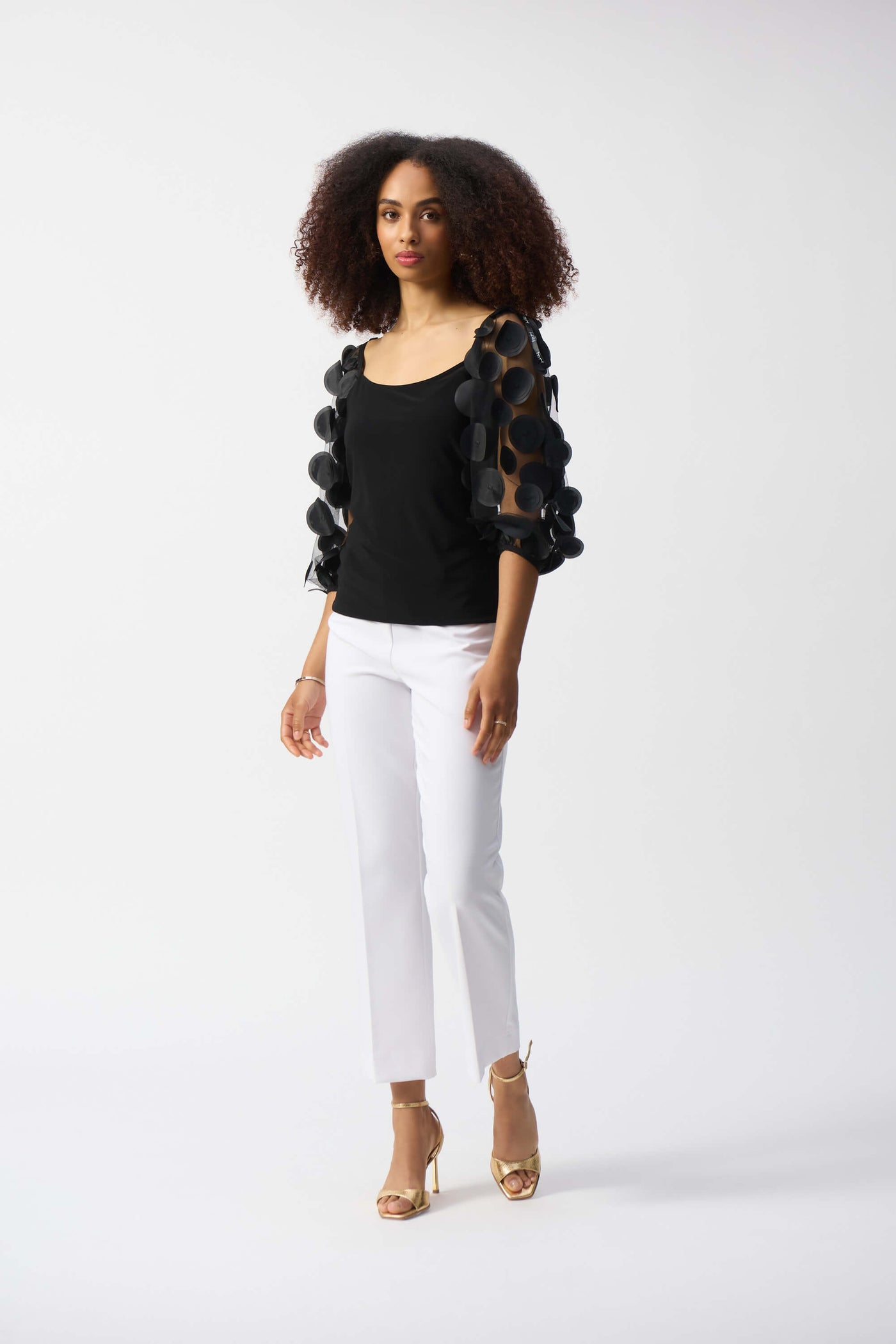 Chic Spotting Funky Top With 3D Dot Sleeves 251273