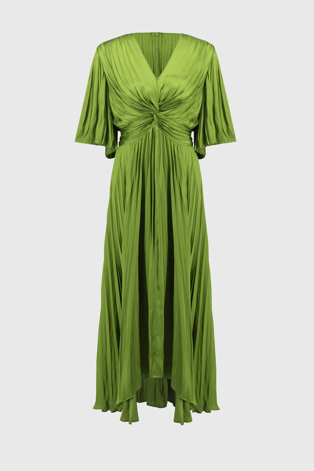 Hero Pleated Satin Midi Dress - Greenery 251903