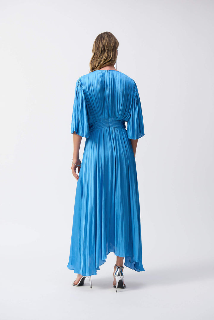 Hero Pleated Satin Midi Dress - Coastal Blue  251903