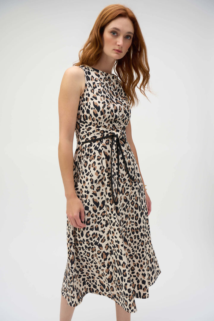 Savannah Poplin Animal Print Fit and Flare Dress 252095