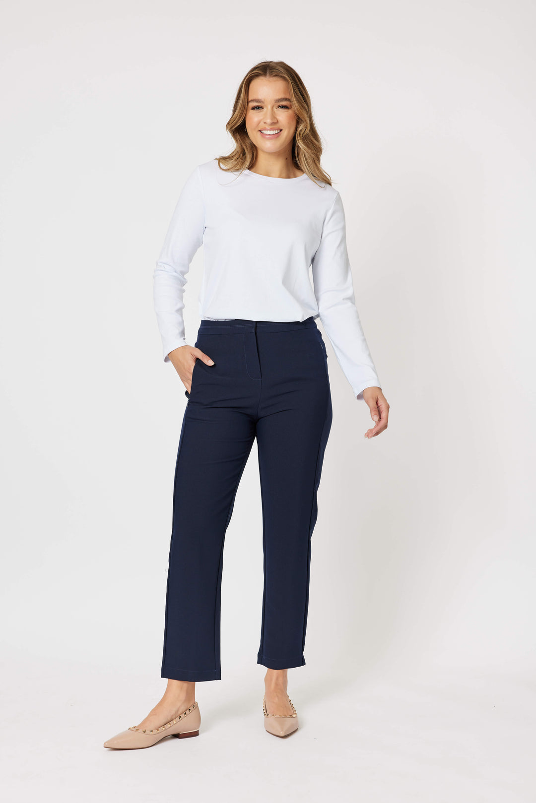 Basic Full Length Pants - Navy