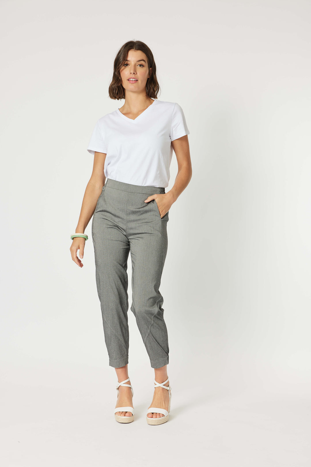 Parachute Stitch  Detail Pant - Grey Marle