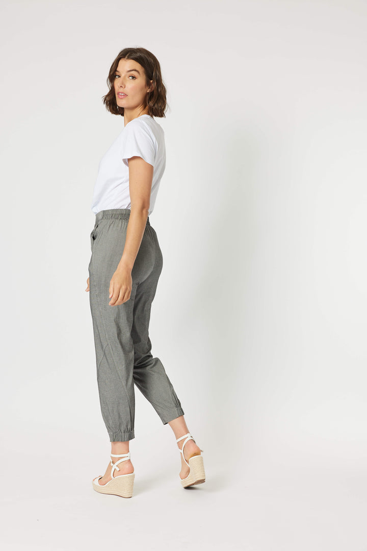 Parachute Stitch  Detail Pant - Grey Marle