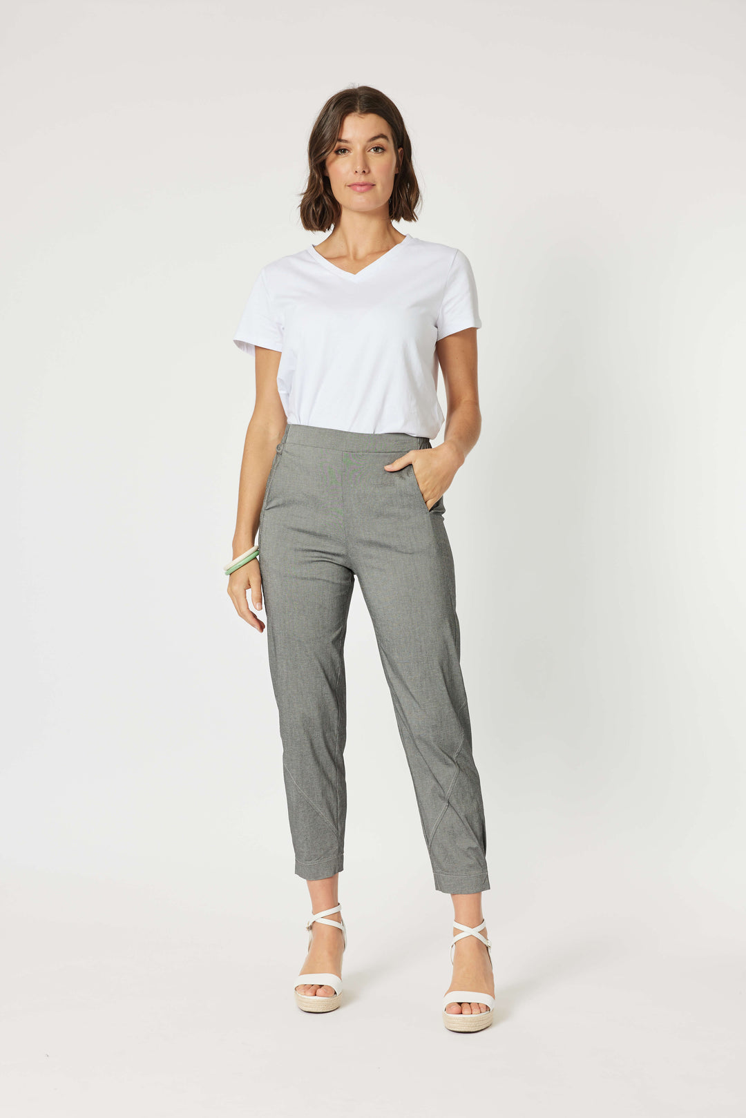 Parachute Stitch  Detail Pant - Grey Marle