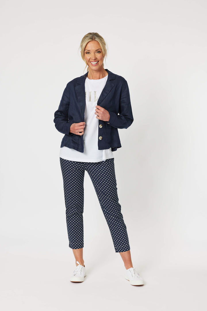 Danielle Linen Jacket - Navy