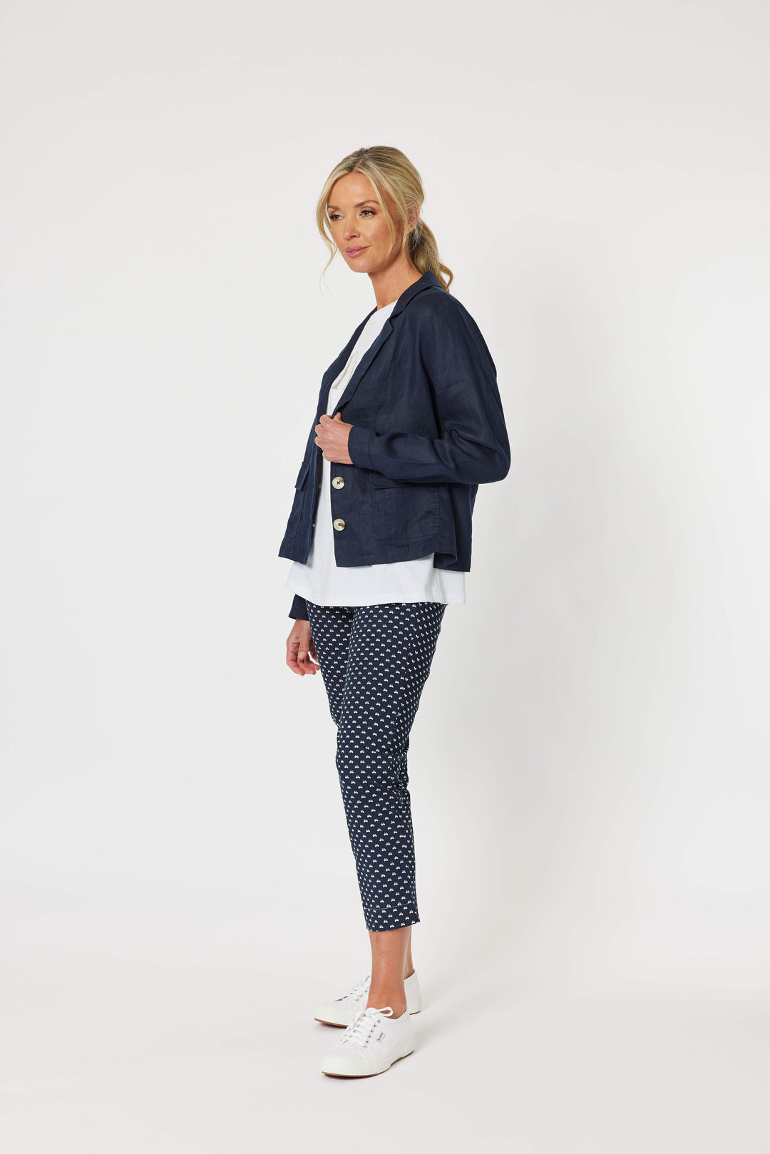 Danielle Linen Jacket - Navy