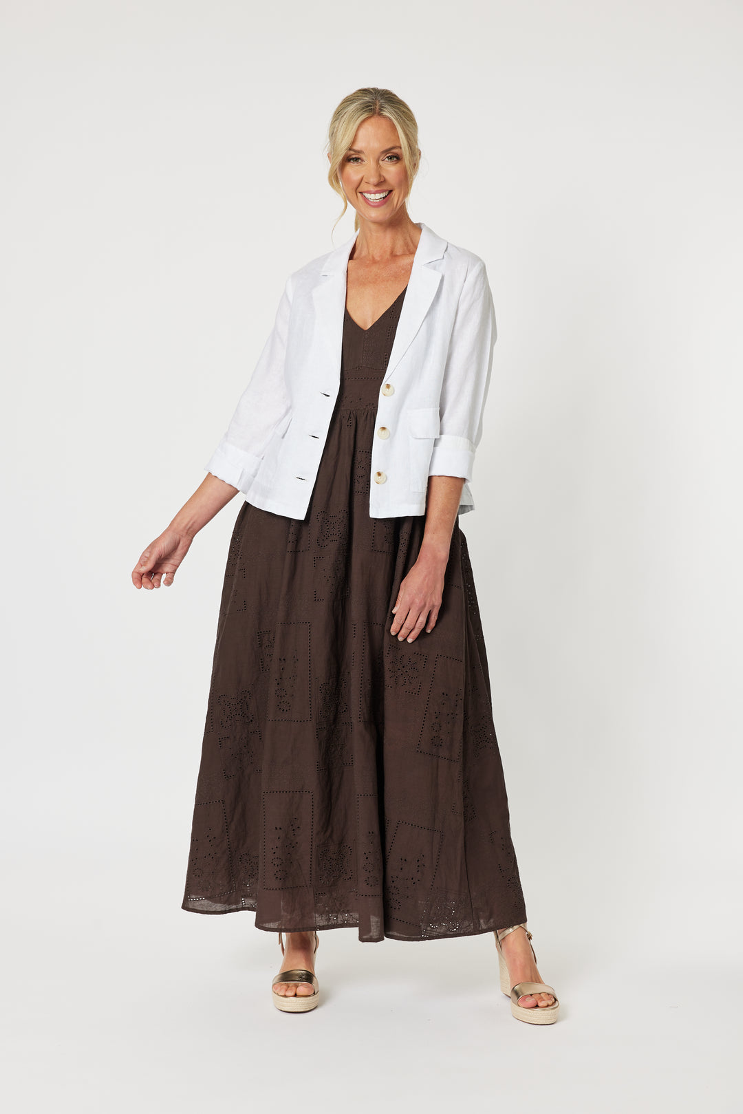 Danielle Linen Jacket - White