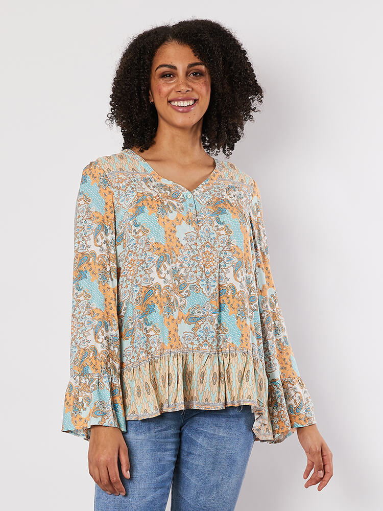 Frill Bottom Orangrey Top