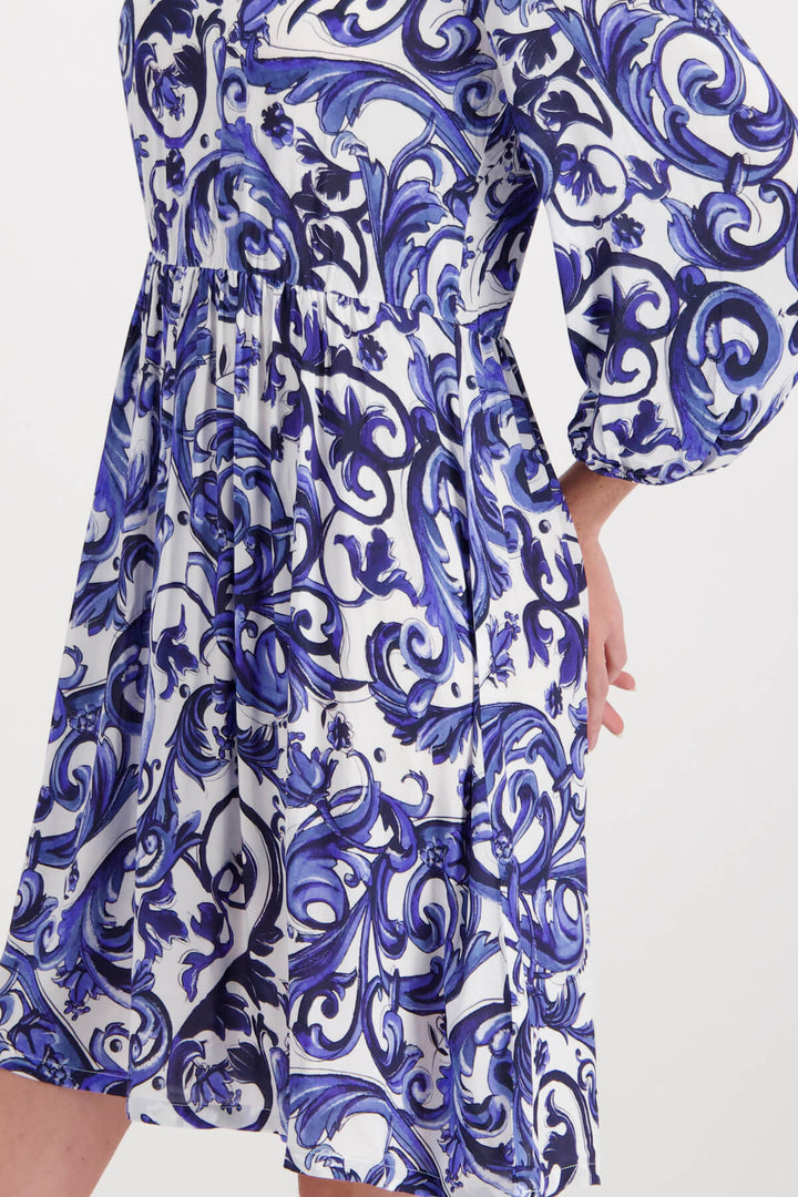 Light Summer Paisley Dress -Deep Breeze Blue