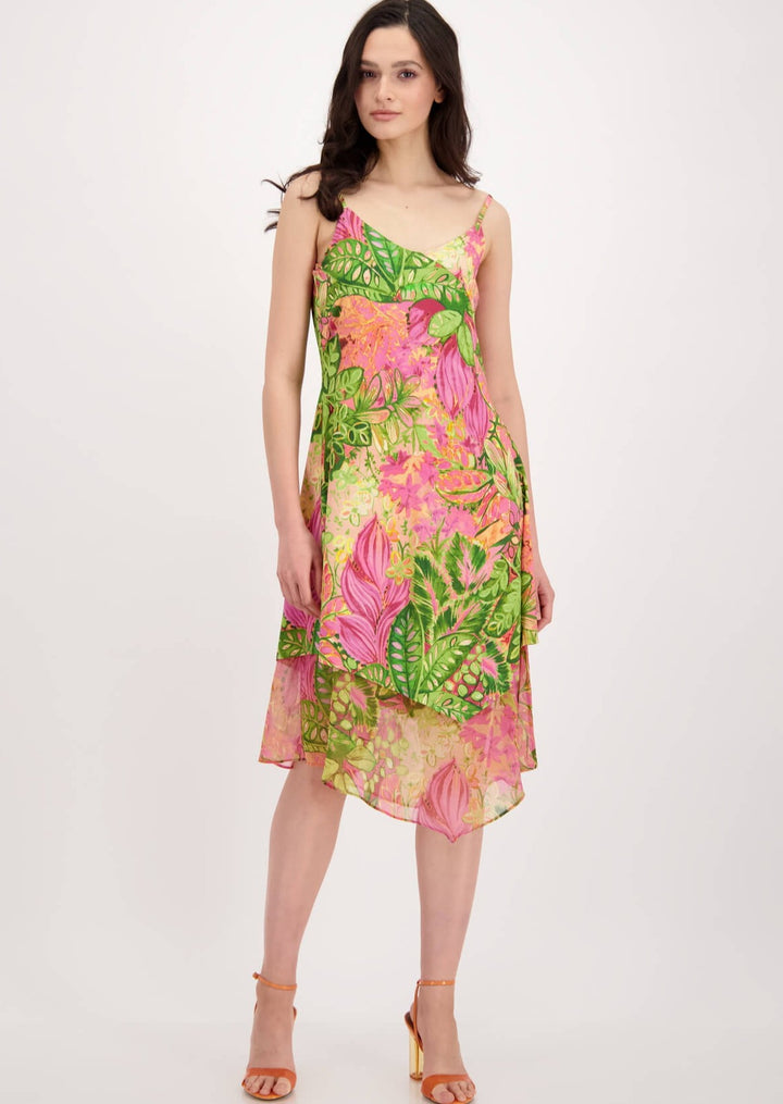 Flower Print Midi Dress - Pink