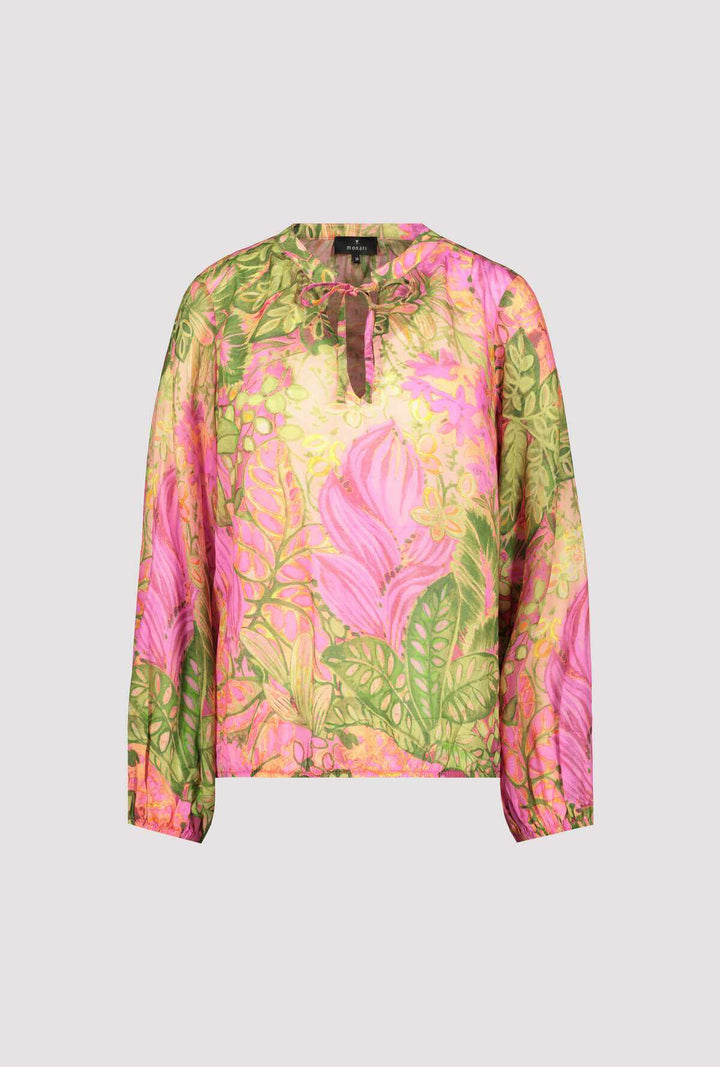 Paisley Print Popover Blouse - Pink