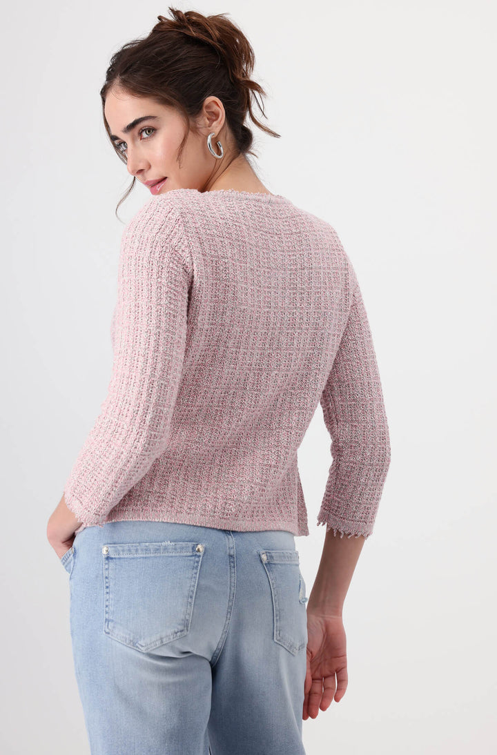 Round Neck Cardigan - Pink Smoothie