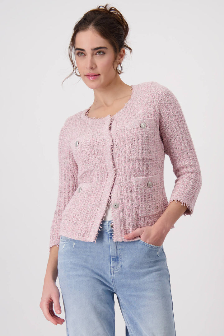 Round Neck Cardigan - Pink Smoothie