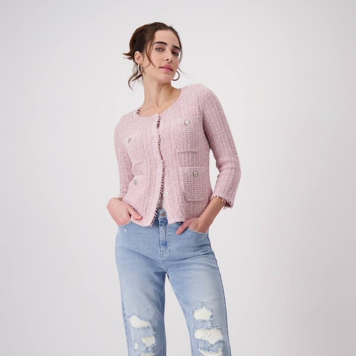 Round Neck Cardigan - Pink Smoothie