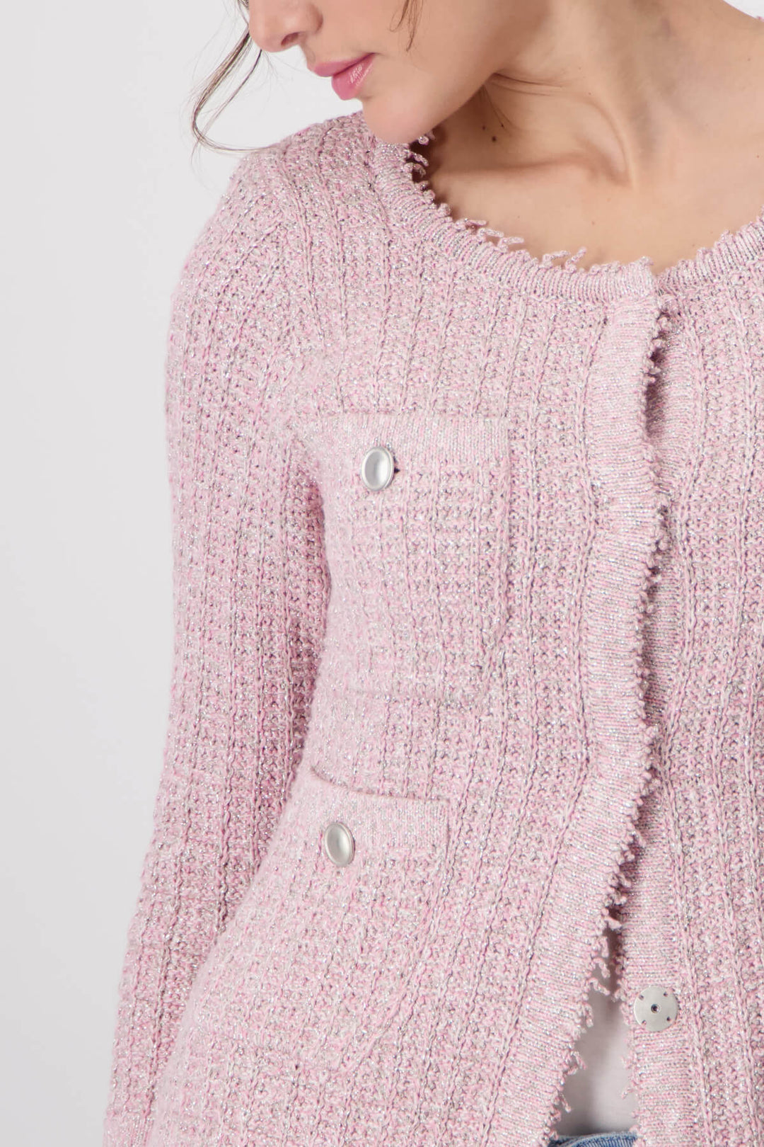 Round Neck Cardigan - Pink Smoothie