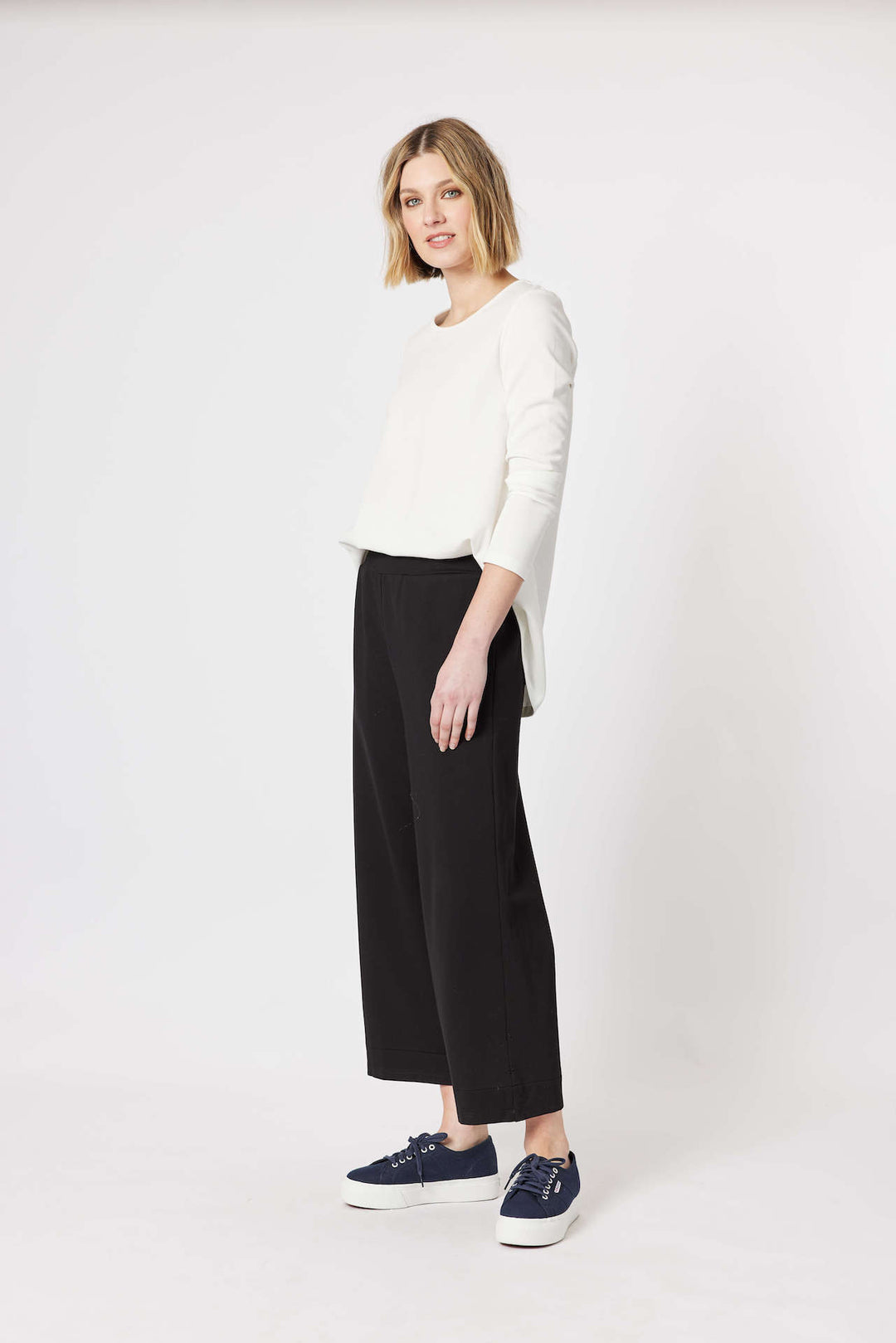 Kimmy Ponti Wide Leg Pant - Black