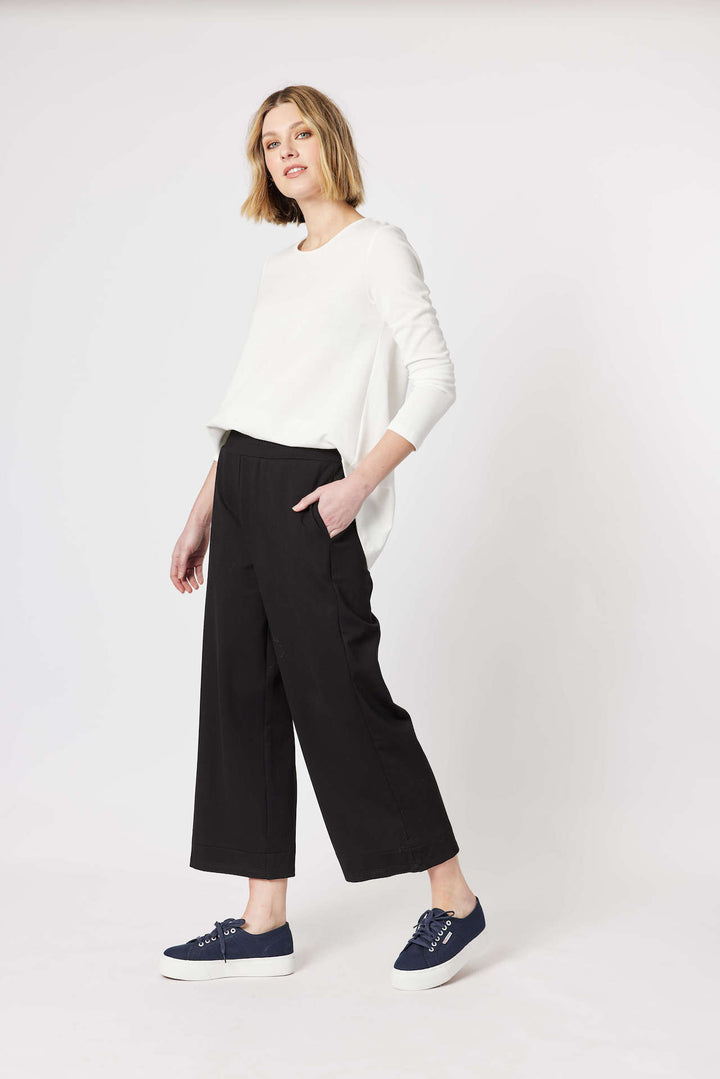 Kimmy Ponti Wide Leg Pant - Black