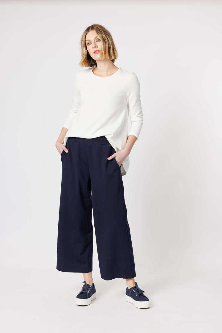 Kimmy Ponti Wide Leg Pant - Navy