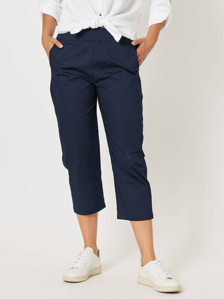 Santorini  Relaxed Cotton Pant -Navy