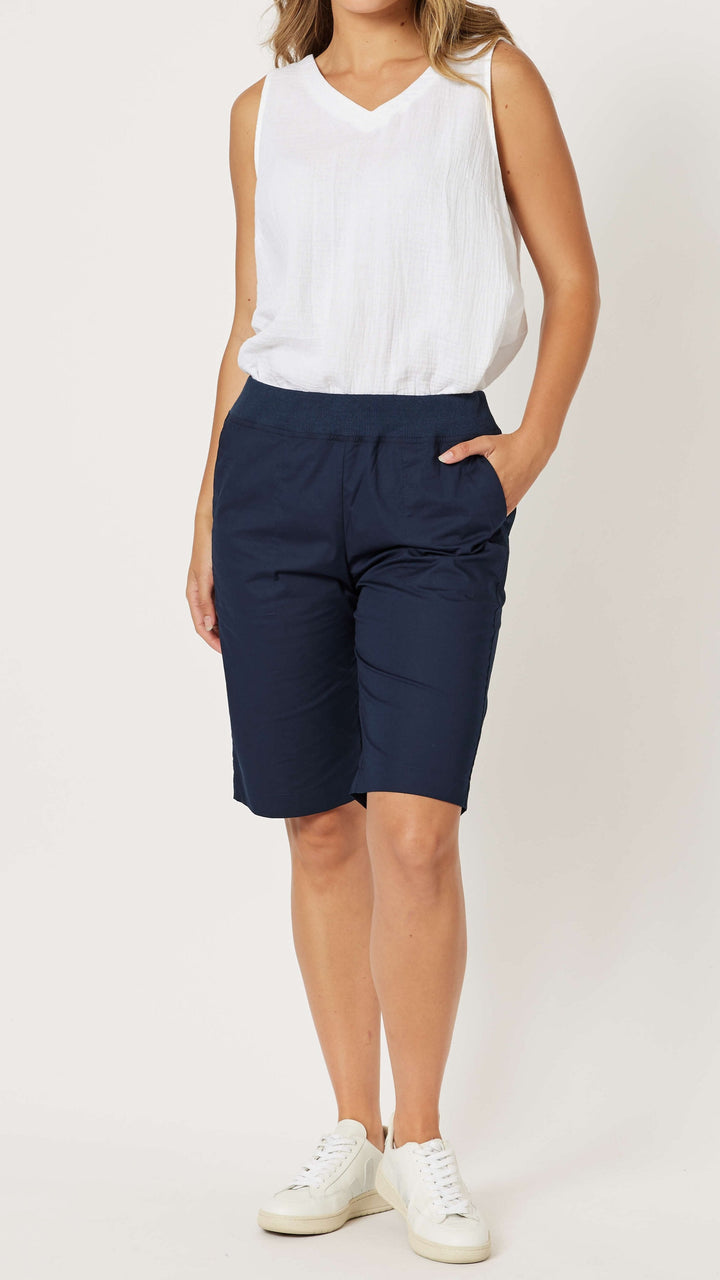 Santorini Cotton Shorts - Navy