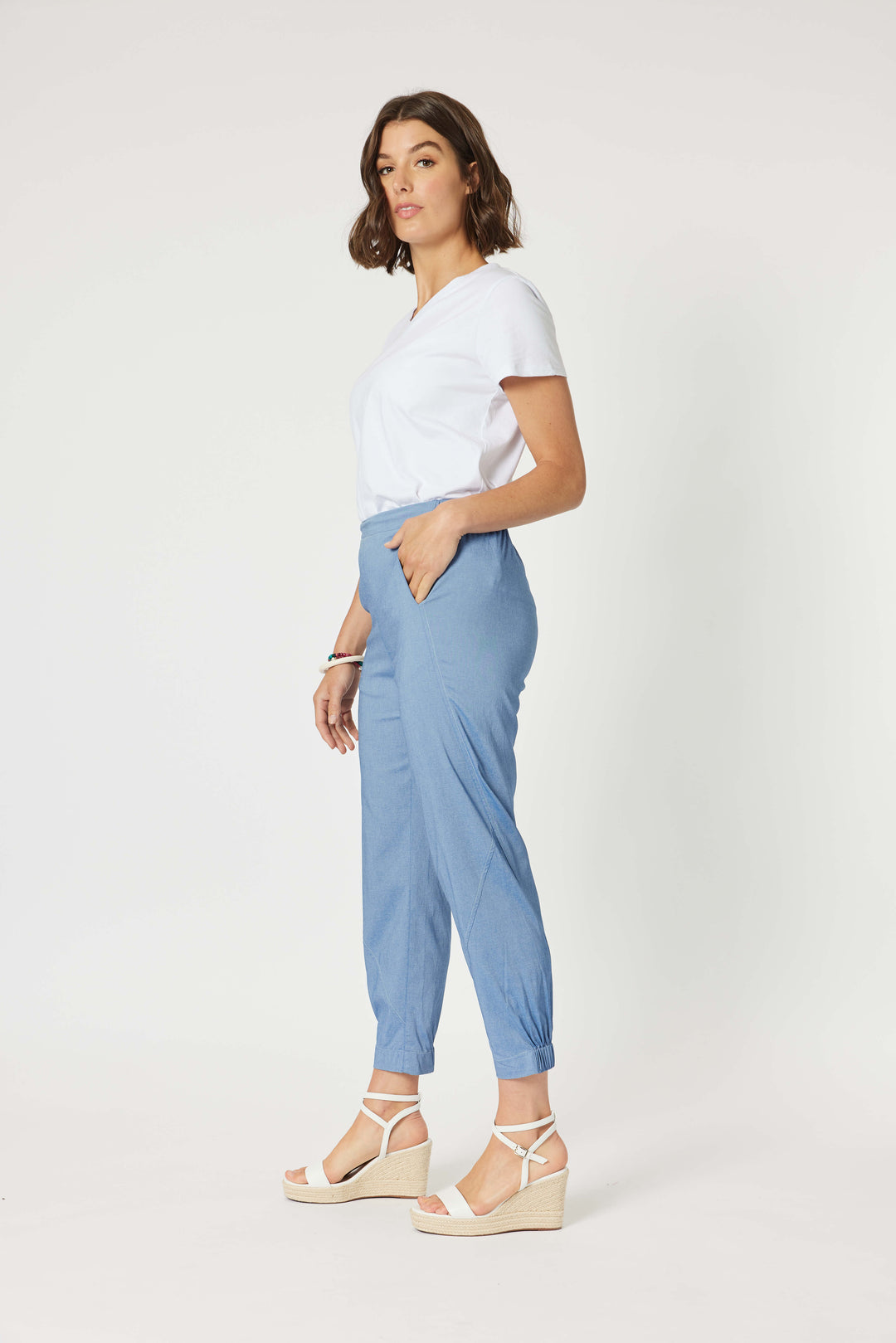 Parachute Stitch Detail Pant - Inidgo Marle