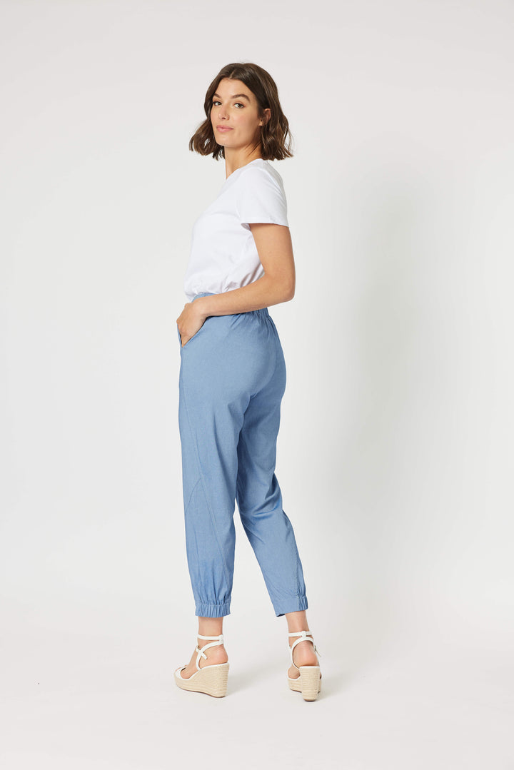 Parachute Stitch Detail Pant - Inidgo Marle