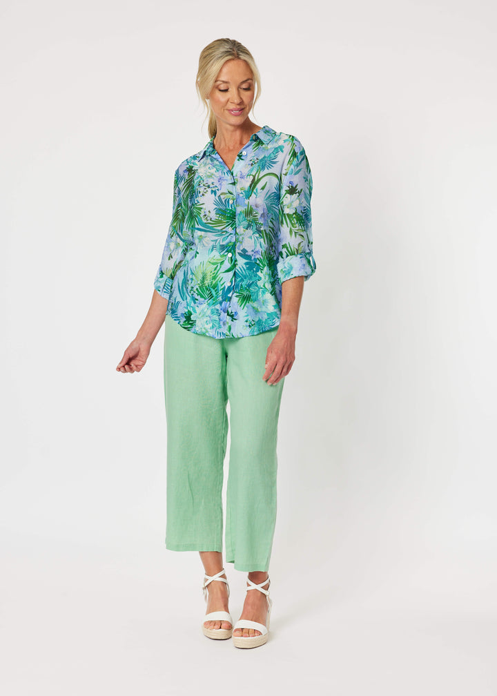 Lara Linen Wide leg Pant - Mint