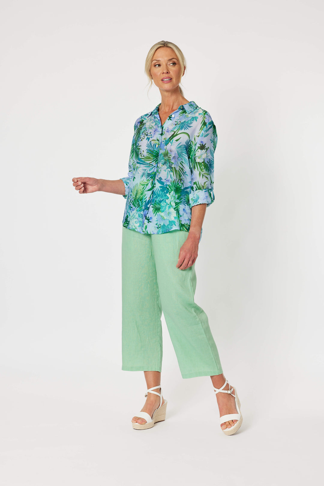 Lara Linen Wide leg Pant - Mint