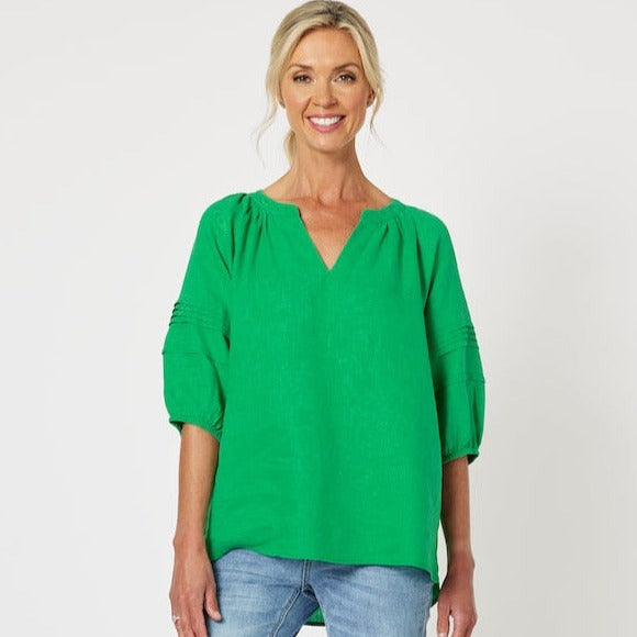 Diana Detail Sleeve Top - Emerald