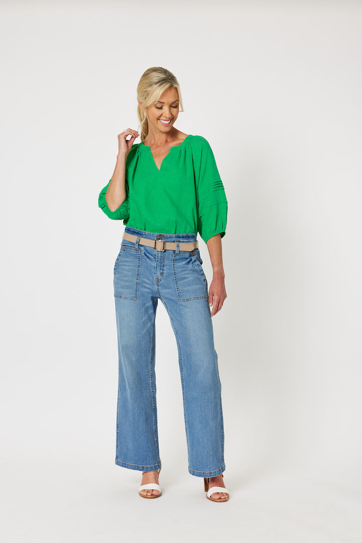 Diana Detail Sleeve Top - Emerald