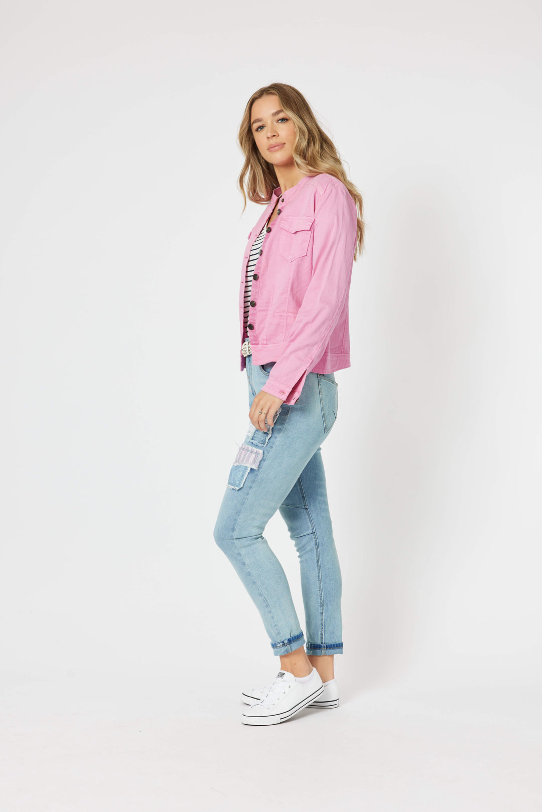 Maggie Denim Jacket - Flamingo