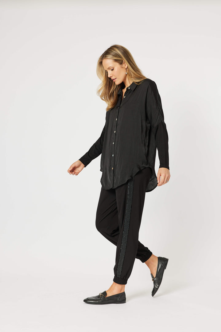 Luxe Button Through Shirt - Black