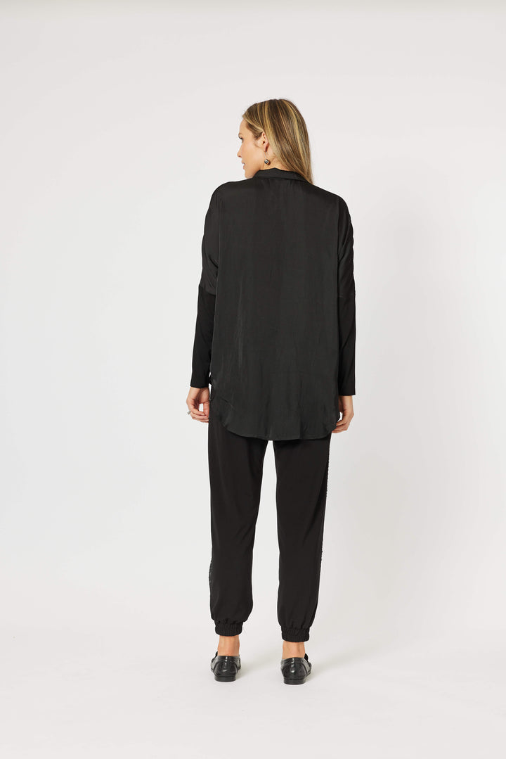 Luxe Button Through Shirt - Black